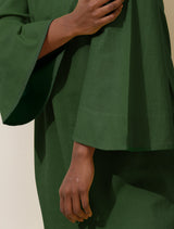 trueBrowns Green Cotton Blend Short Dress