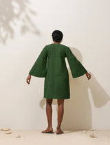 trueBrowns Green Cotton Blend Short Dress