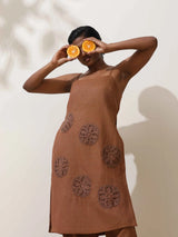 trueBrowns Kora Brown Crochet Natural Cotton Kurta Co-ord Set