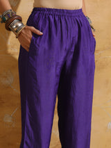 trueBrowns Purple Muslin Silk Co-ord Set