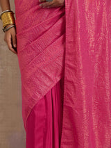 trueBrowns Light Pink Gold Metallic Ready To Wear Saree