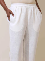 trueBrowns Luna White Crochet Natural Cotton Kurta Pant Set