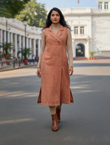 trueBrowns Rust Check Woollen Blazer Dress