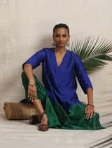 trueBrowns Blue Silk Kurta Set