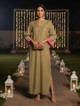 trueBrowns Green Velvet  Straight Maxi Dress