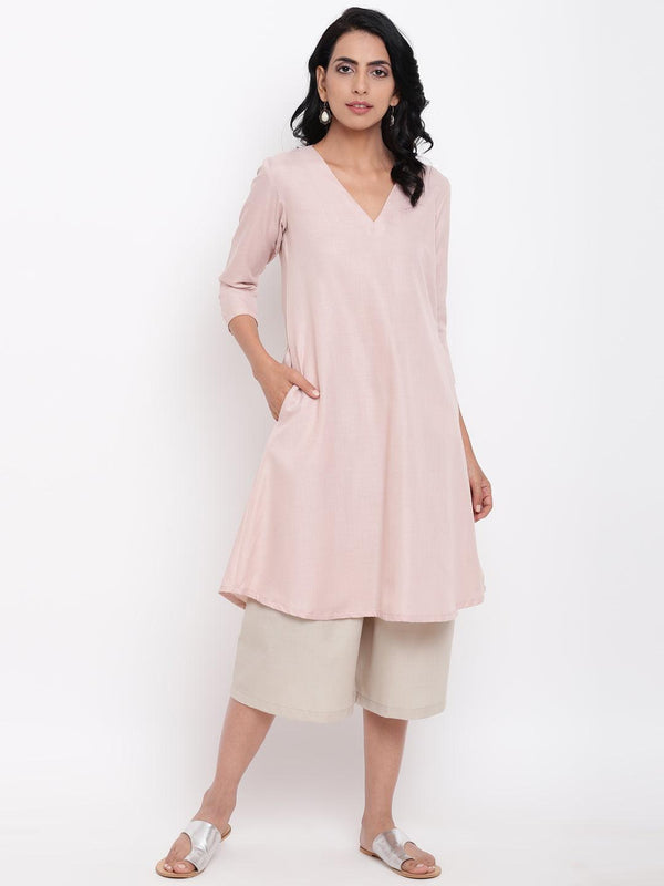 Linen Cotton Rose Kurta Pant Set - trueBrowns