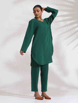 trueBrowns Green Cotton Kurta Co-ord Set