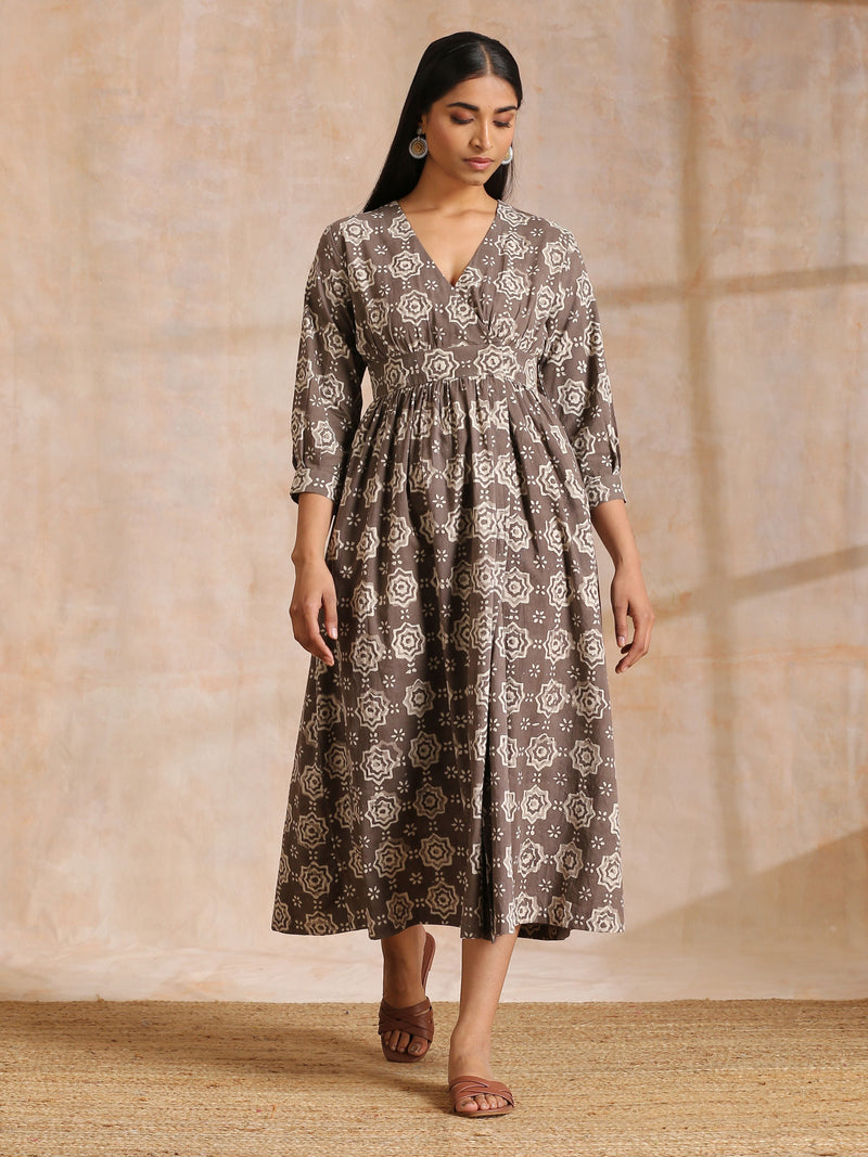 Clay Dabu Overall Print Cotton Wrap Dress