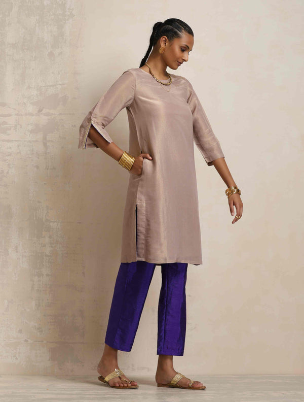 trueBrowns Lilac Tissue Kurta Co-ord Set