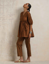 trueBrowns Brown Silk Angrakha Co-ord Set