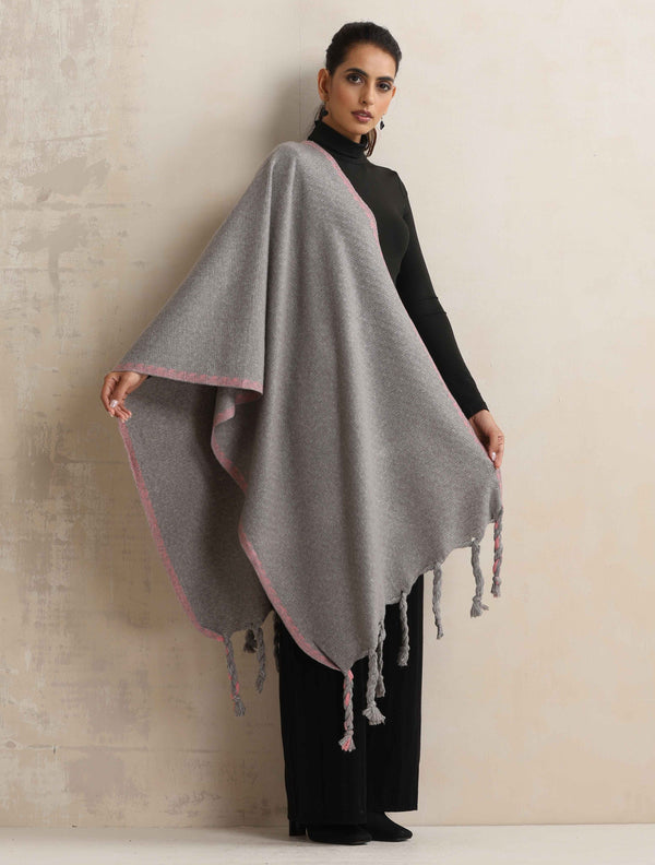 trueBrowns Grey Tassel Stole