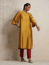 trueBrowns Gold Silk Kurta Set