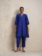 trueBrowns Blue Silk Kurta Co-ord Set