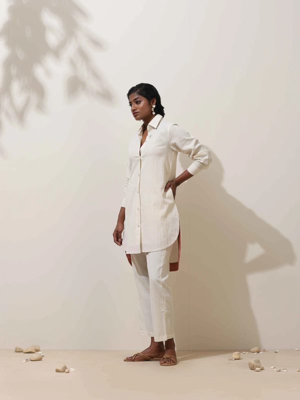 trueBrowns Off White Cotton Kurta Co-Ord Set
