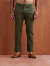 trueBrowns Men's Olive Green Cotton Twill Pants