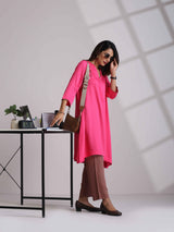 trueBrowns Pink Modal Kimono Kurta Set