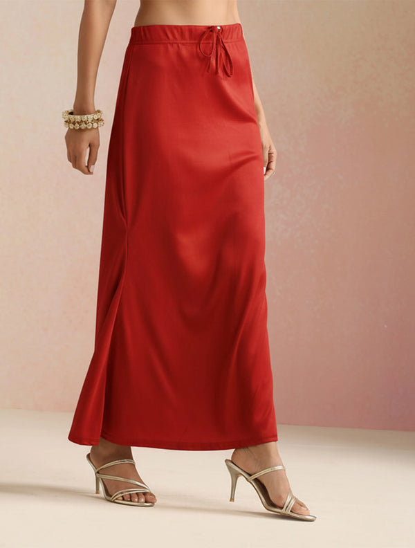 trueBrowns Red Petticoat Saree Shapewear