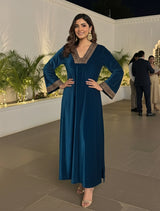 trueBrowns Blue Velvet Straight Maxi Dress