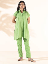 trueBrowns Green Cotton Dobby Shirt Co-ord Set