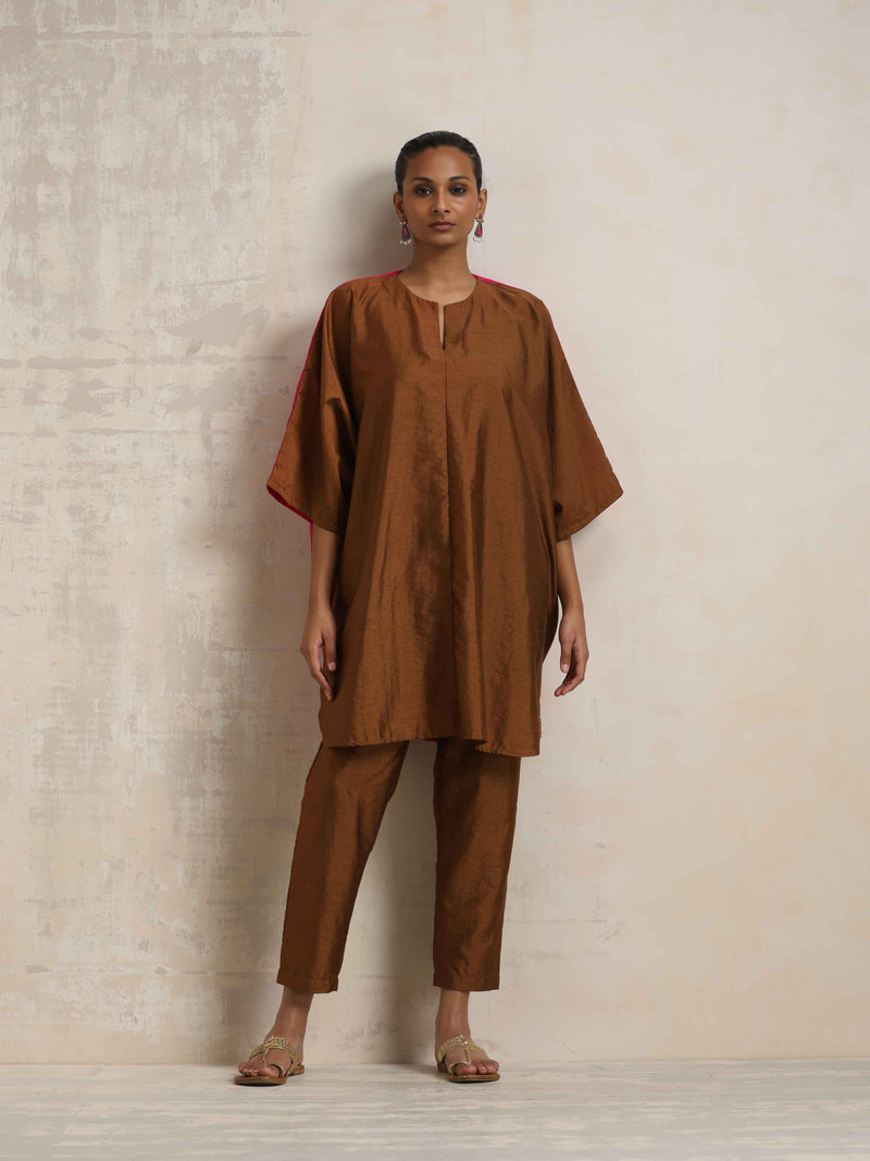 trueBrowns Brown Silk Co-ord Set