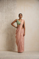 trueBrowns Pink Gold Metallic Ready To Wear Saree