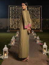 trueBrowns Green Velvet  Straight Maxi Dress