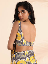 trueBrowns Yellow Muslin Ikat Sleeveless Blouse