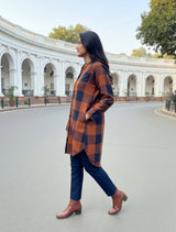 trueBrowns Brown Check Shirt Kurta