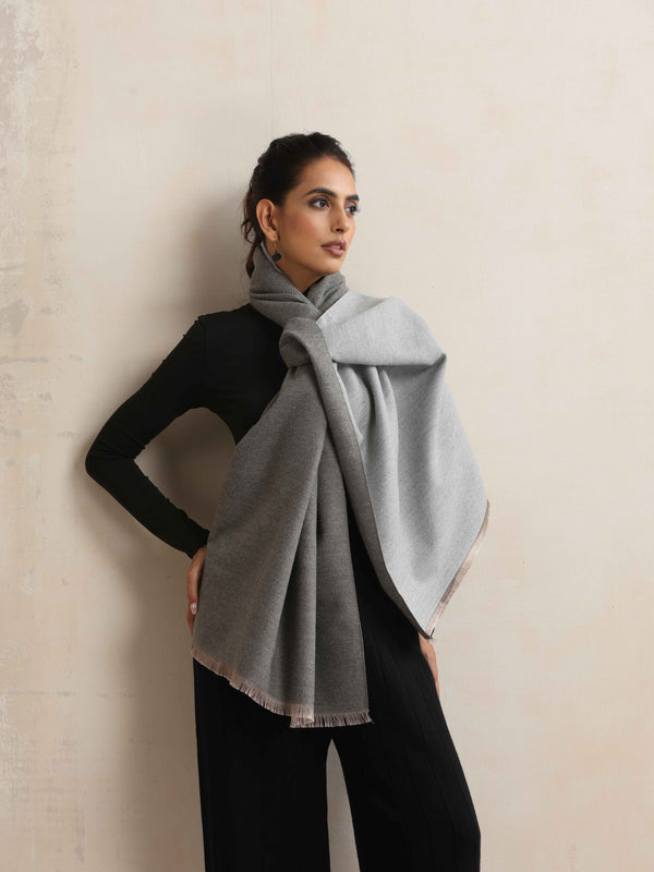 trueBrowns Grey Reversible Stole