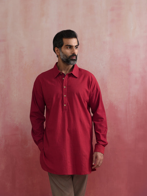 trueBrowns Men's Maroon Kurta