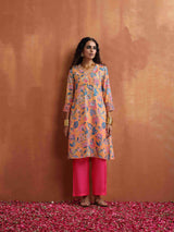 trueBrowns Orange Print Kurta Co-ord Set