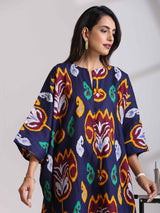 trueBrowns Purple Cotton Ikat Kaftan Co-ord Set