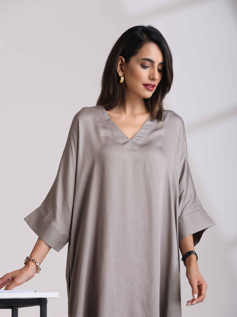 trueBrowns Grey Modal Kimono Kurta Set