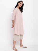 Linen Cotton Rose Kurta Pant Set - trueBrowns