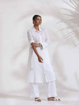 trueBrowns White Check Cotton Kurta Set