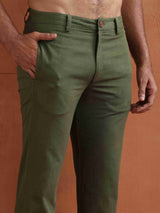 trueBrowns Men's Olive Green Cotton Twill Pants