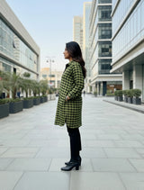 trueBrowns Green Black Check Short Kurta