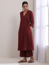 Ruby Wine Dobby Angrakha Pant Set