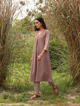 trueBrowns Pink Cotton Embroidered Kurta Set