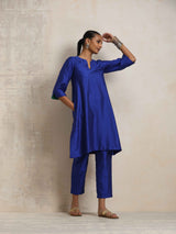 trueBrowns Blue Silk Kurta Co-ord Set