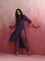 trueBrowns Purple Modal Straight Fit Kurta Set