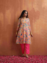 trueBrowns Orange Print Kurta Co-ord Set