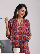trueBrowns Beige Mandala Print Kurta Co-ord Set