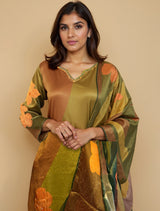 trueBrowns Multicolour Printed Straight Kurta Pant Dupatta Set