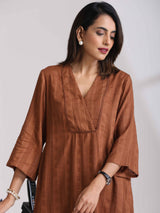 trueBrowns Brown Cotton Dobby Kurta Co-ord set