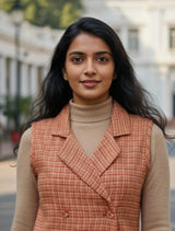 trueBrowns Rust Check Woollen Blazer Dress