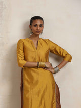 trueBrowns Gold Silk Kurta Set