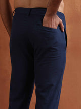 trueBrowns Men's Blue Cotton Twill Pants