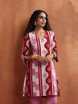 trueBrowns Pink Geometric Print Kurta Co-ord Set