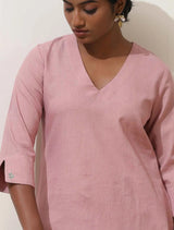 trueBrowns Lilac Cotton Linen Kurta Co-Ord Set